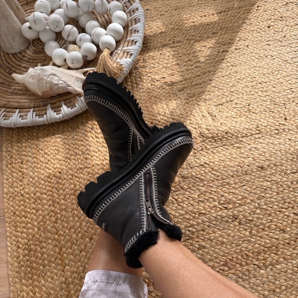 Anthropologie NWT Laidback London Setsu Side Zip Ankle Boot Black Leather warm❤️ - Picture 13 of 14